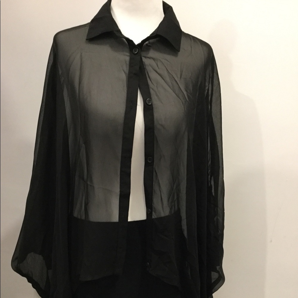 Solemio  sheer cape blouse